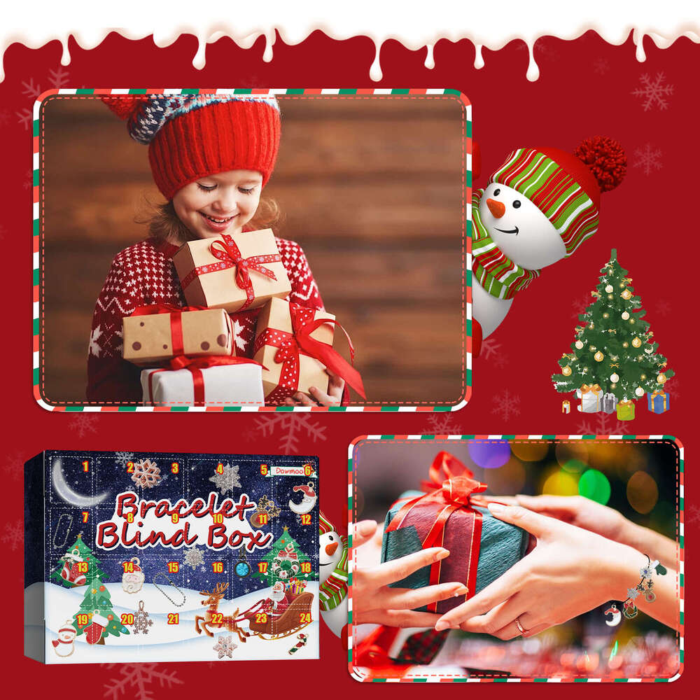 Dowmoo Christmas Advent DIY Bracelet 24 Grid Calendar Bell Accessories Blind Box S260202