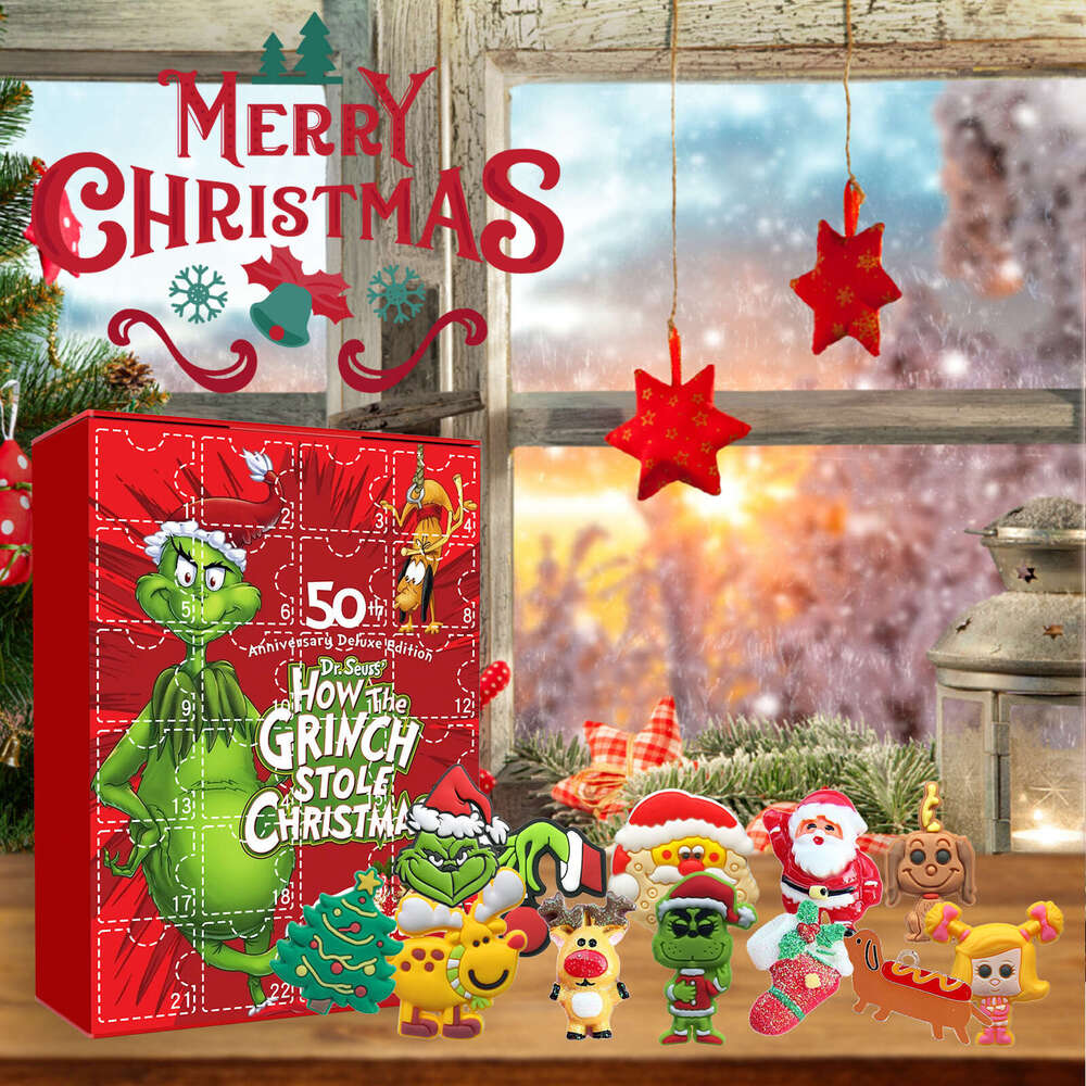 Dowmoo Green Furry Monster Grinch Christmas Children's Surprise Gift 24-Grid Blind Box S260202