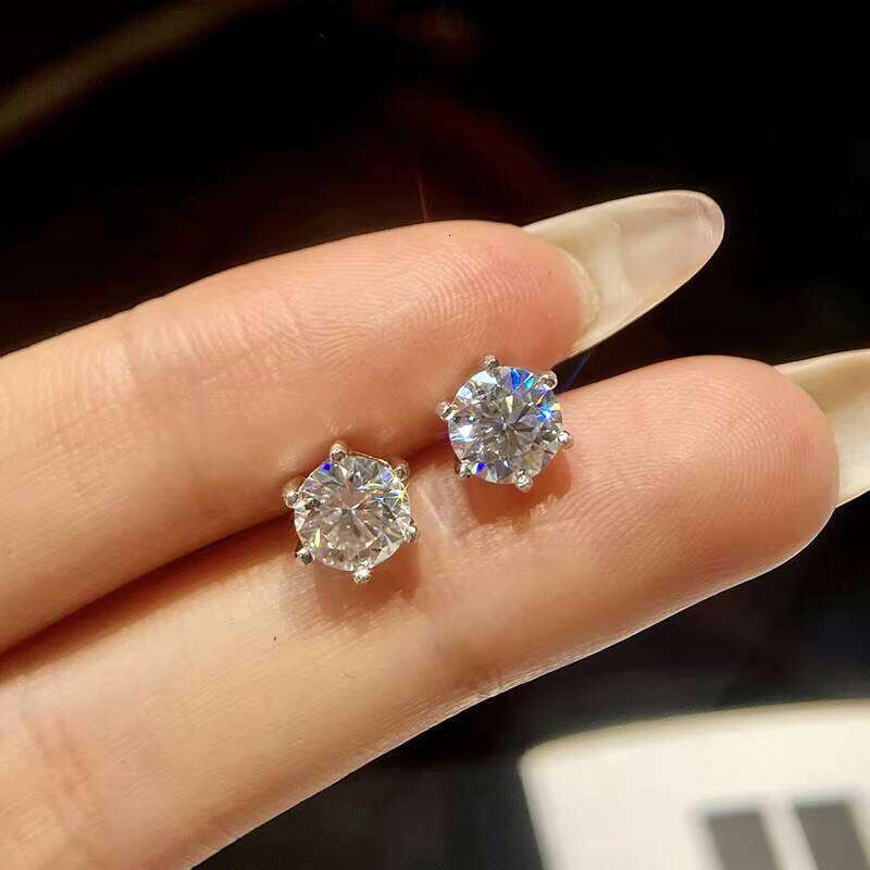 Fine Fashion Luxury Unisex 925 Sterling Silver 0.512 CT Moissanite Diamond Four Claw Screw Back Stud Earrings Stylish Trendy
