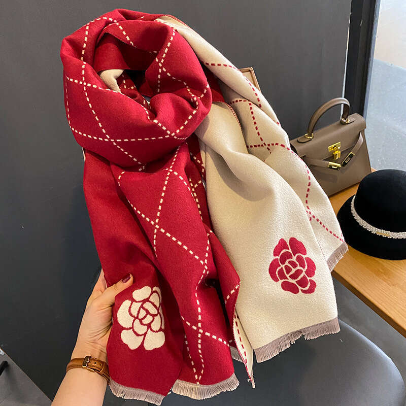 Autumn Winter Hot-Selling Shawl Outerwear Women's Office Blanket Neck Warmer Imitation Cashmere Tassel Warm Scarf Elegant scarfs designer women