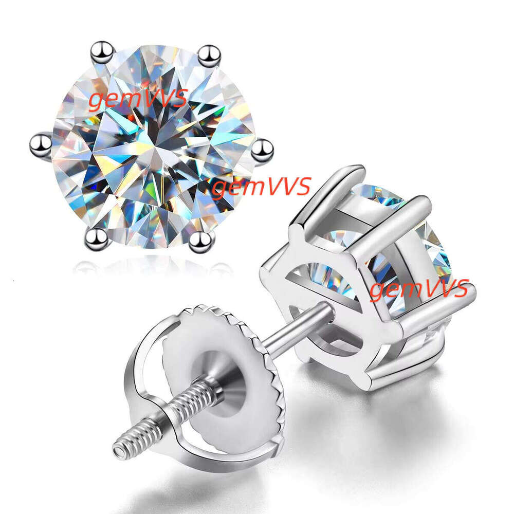 Fine Fashion Luxury Unisex 925 Sterling Silver 0.512 CT Moissanite Diamond Four Claw Screw Back Stud Earrings Stylish Trendy