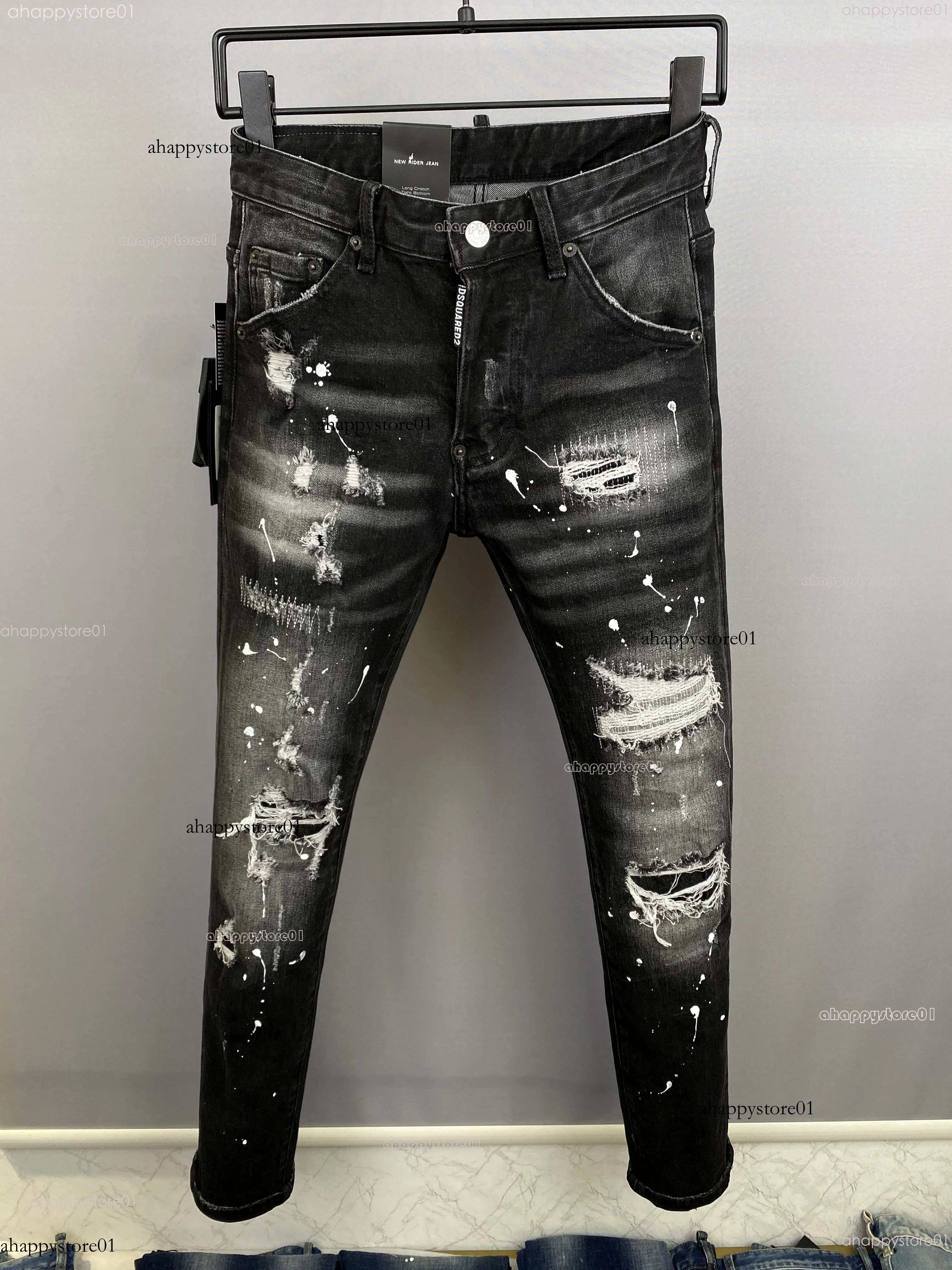 Dsquared Jeans Designer Jeans Black Hip Hop Rock Moto Coolguy Design Ripped Dsquared Jeans Distressed Denim Biker For Men Designer Luxury c73