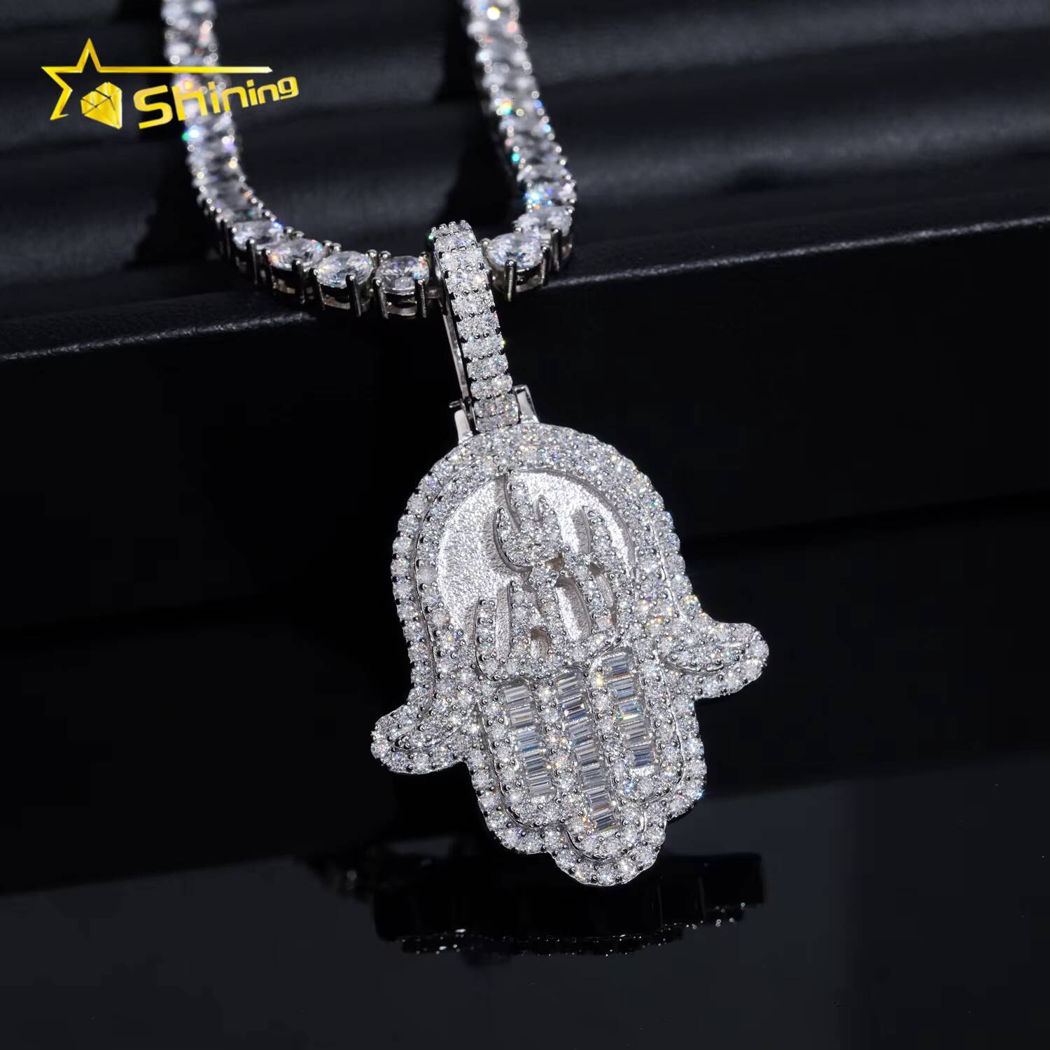 Men Jewelry Pass Diamond Tester 14K 18K Gold Plated 925 Silver Hamsa Iced Out VVS Moissanite Pendant Hip Hop Pendant