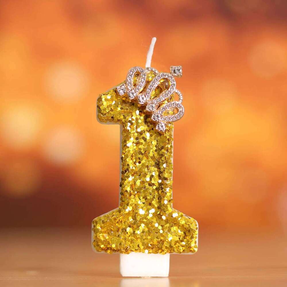 Digital Birthday Cake Crown Three-dimensional Gold Large Candle S260204