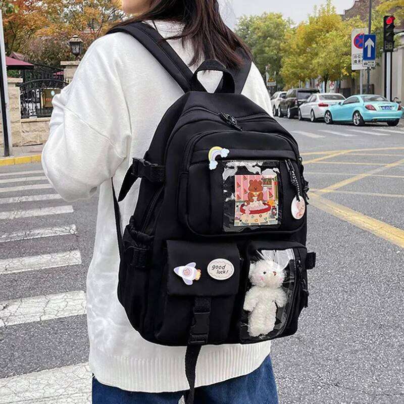 Cute Girls Fashion Cartoon Teen Student Backpack Lovely Women's Versatile Laptop Girl's School Bag Z260204