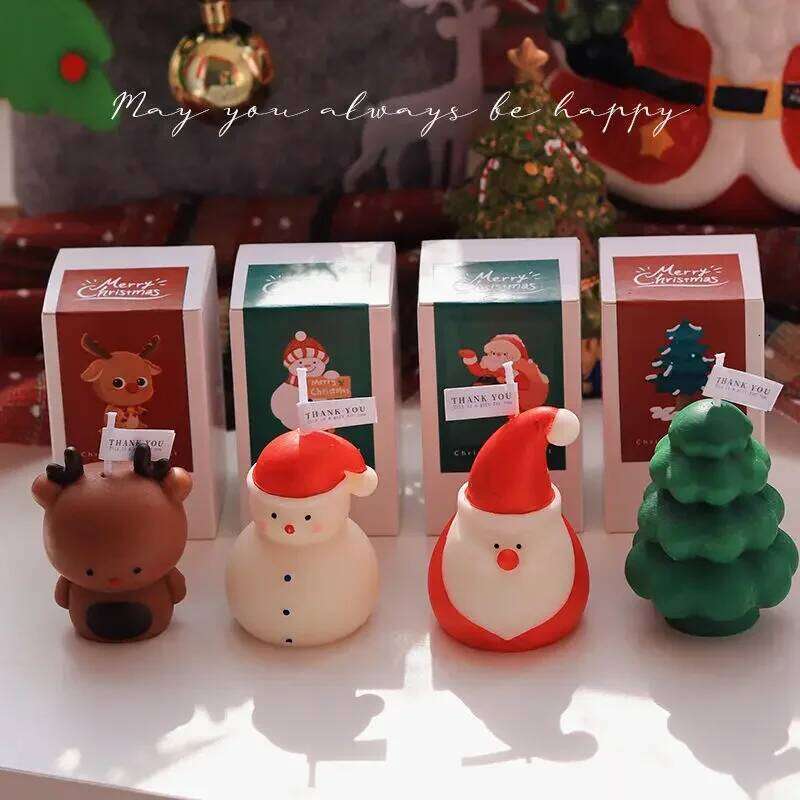 Aromatherapy Candle Gift Box Decorations Gifts for Eve Snowman Candles Gingerbread Man Christmas Tree S260204