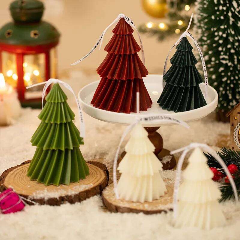 Christmas Tree Shape Aromatherapy Candle Xmas Scented Handmade Candles Gift Home Decor Creative Ins Candele S260204