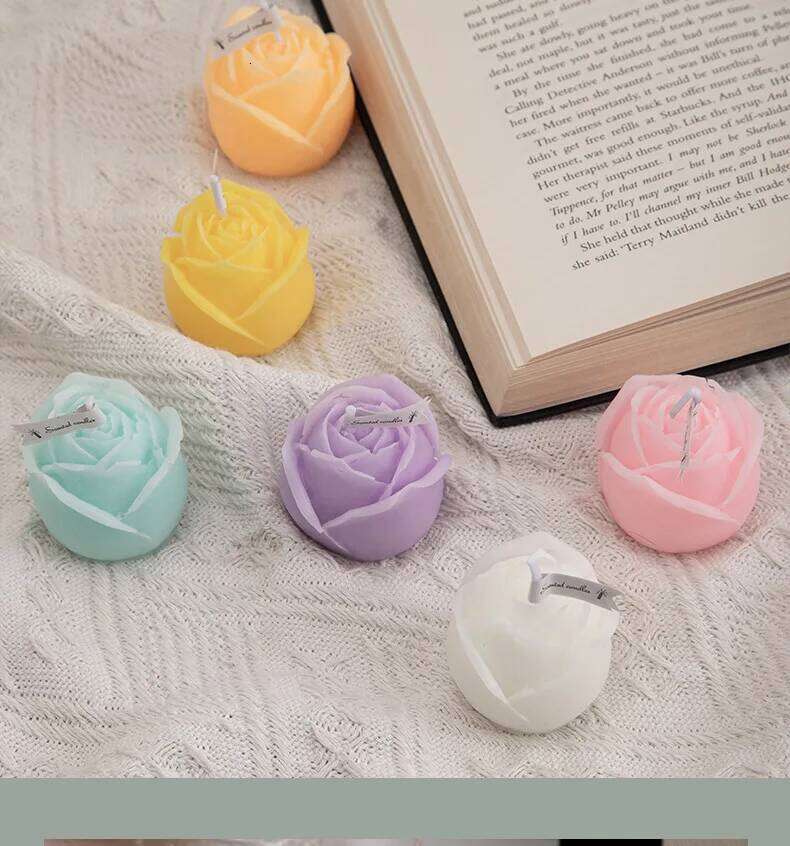 Rose Scented Set, Floral Shaped Aromatherapy Candle Gift for Wedding Bridal Shower Birthday Party, Creative Home Decor S260204
