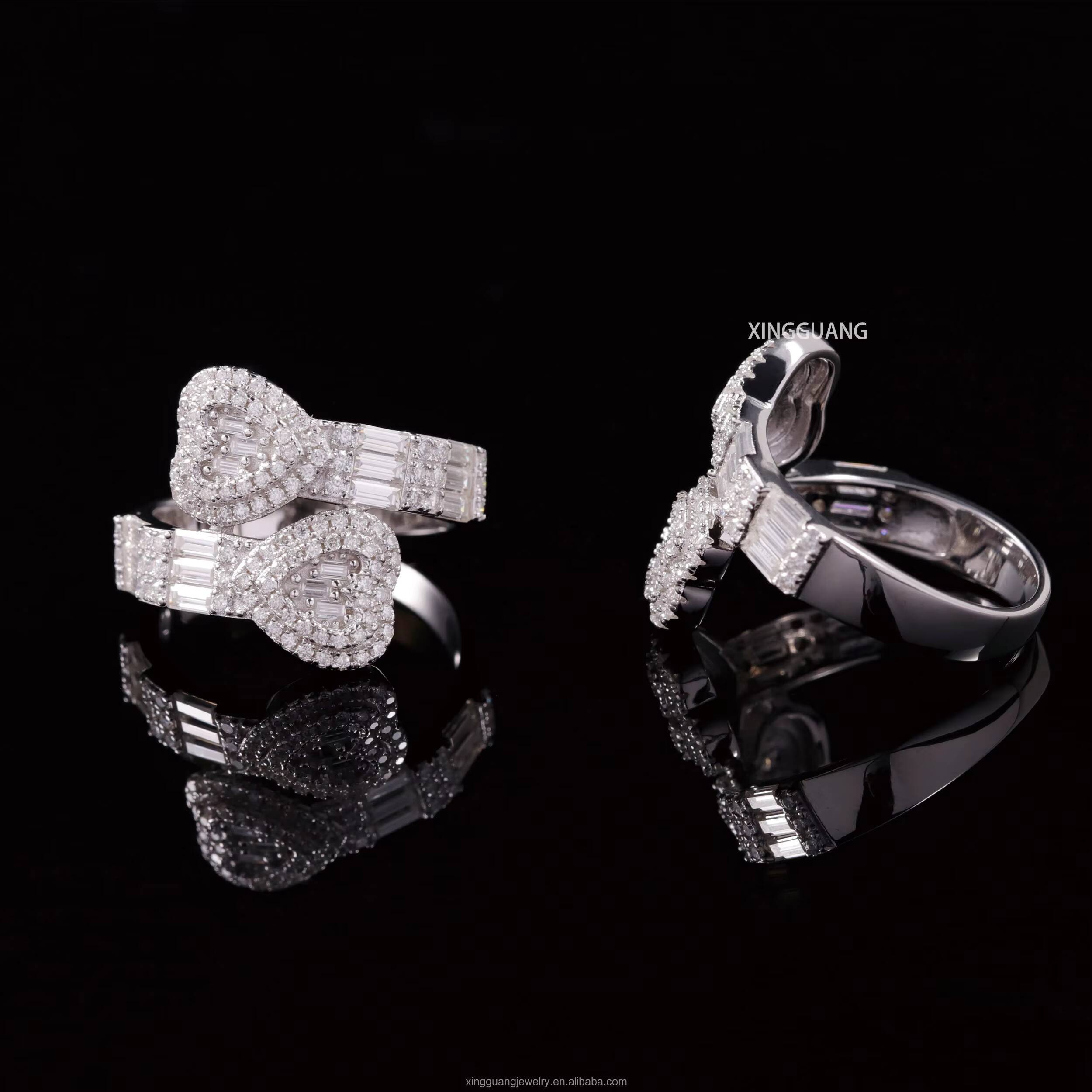 Drop Shipping Hot Sale Heart Shape Ring 925 Sterling Silver D/VVS Moissanite Diamond Hip Hop Ring for Men