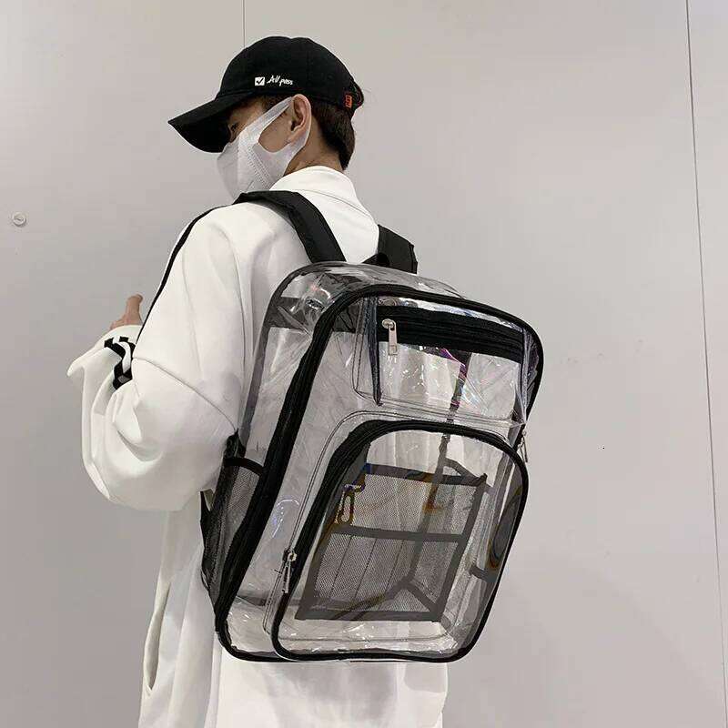 2025 NEW PVC Backpack See Through Clear Bookbags Transparent backpacks school backpack for college students mochila mujer Z260204