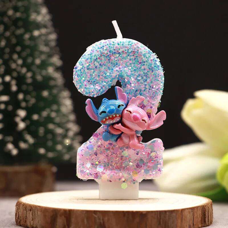 Stitch fit cartoon two-color digital birthday party holiday decoration cute cake candle S260204 dfc