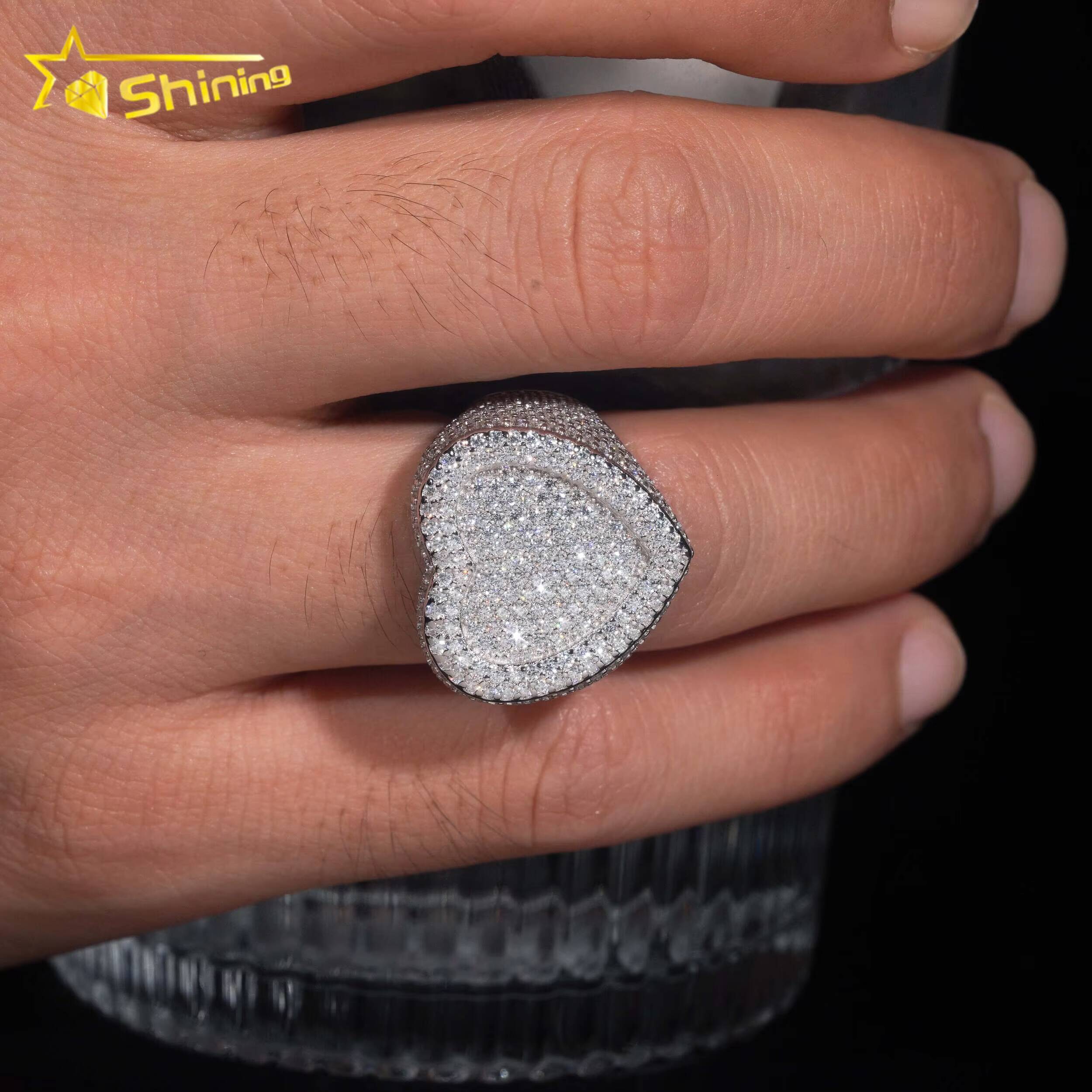 GRA Certificate 925 Sterling Silver Gold Plated Hip Hop Jewelry New Style Baguette VVS Diamond Moissanite Hip Hop Ring