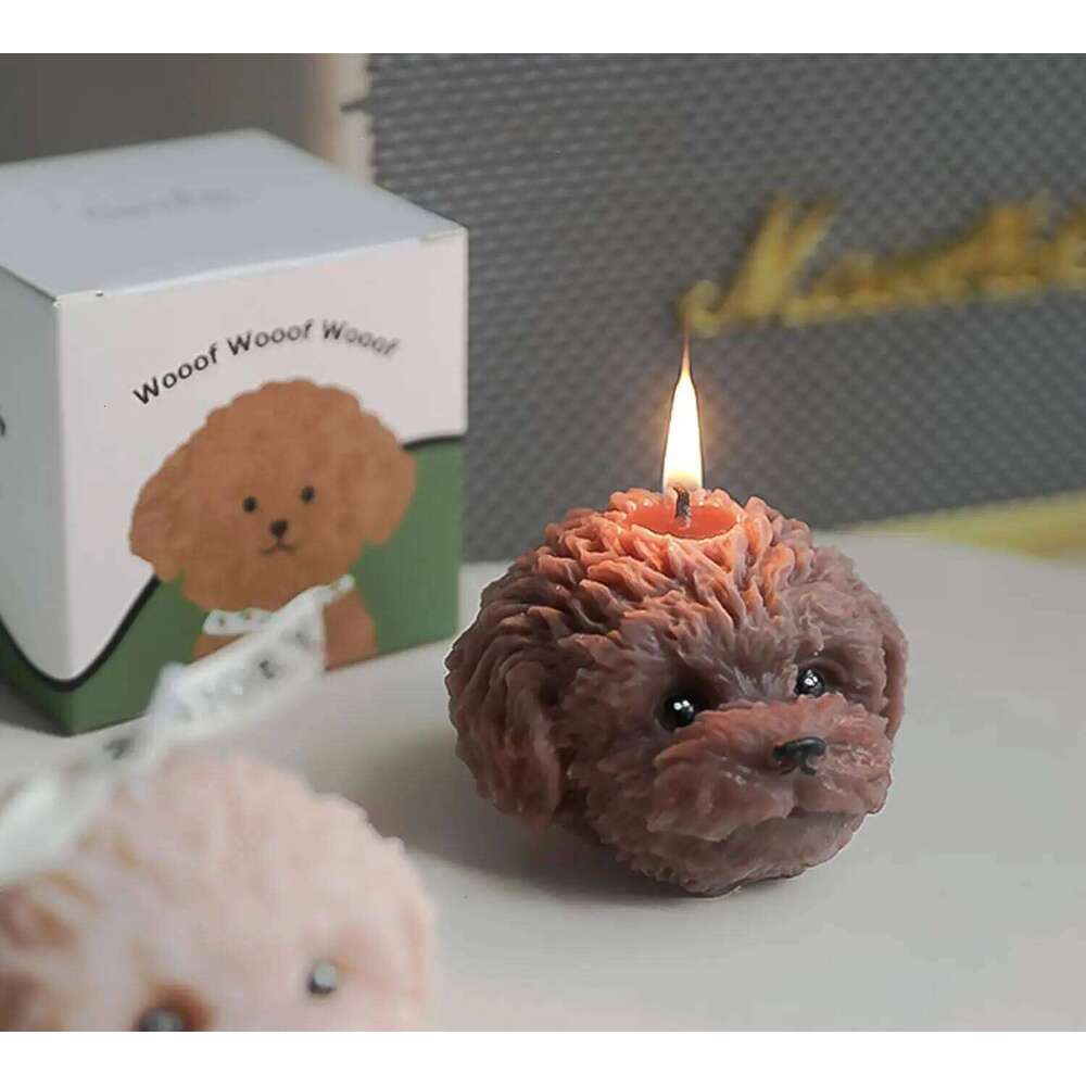 3D Teddy Dog Head Scented Cute Puppy Animal Aromatherapy for Home Decor Natural Soy Wax Candles Holiday Gifts S260204