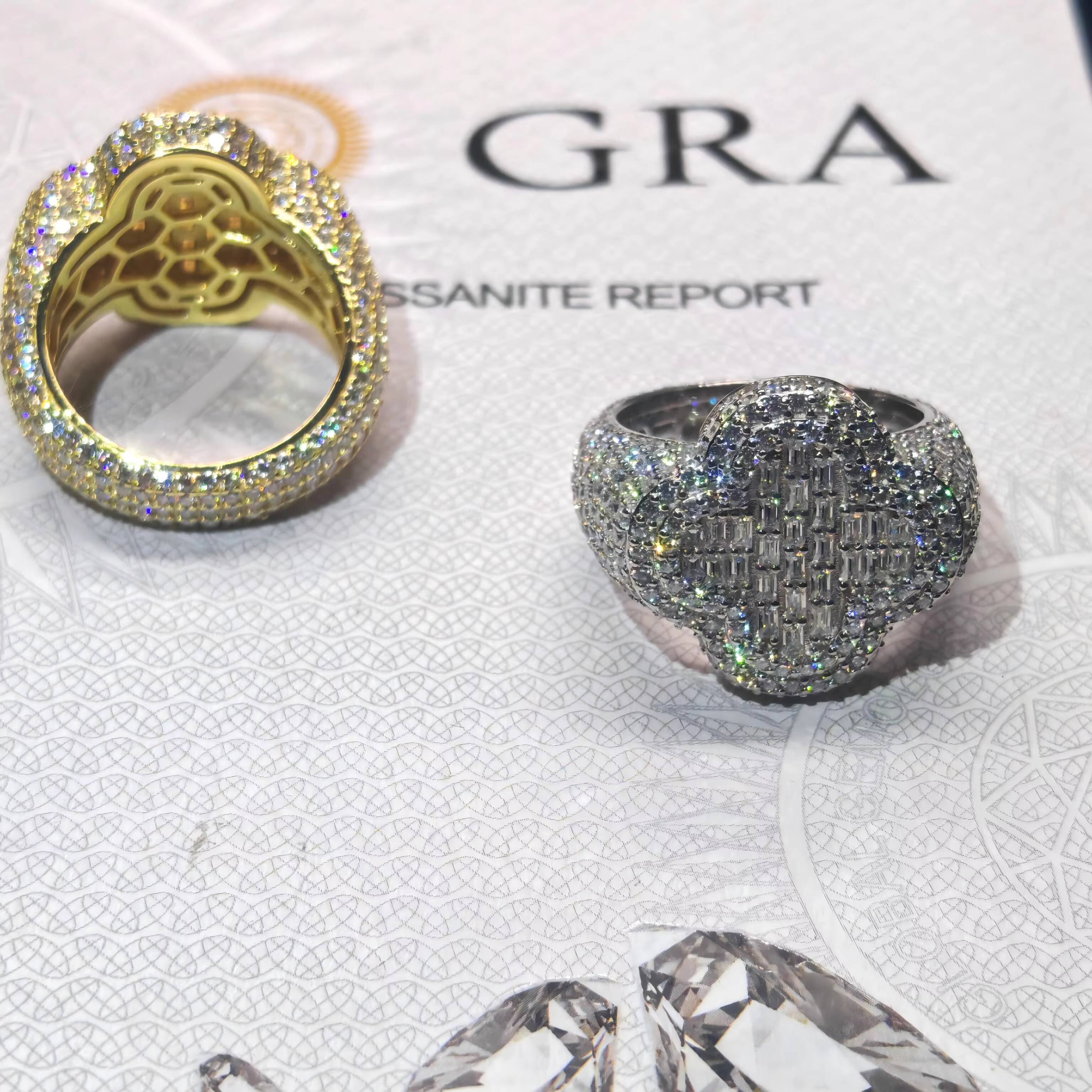 New Arrival USA Pass Test Moissanite Diamond Hip Hop Ring Iced Out Ring 925 Silver HIPHOP Moissanite Ring for Men