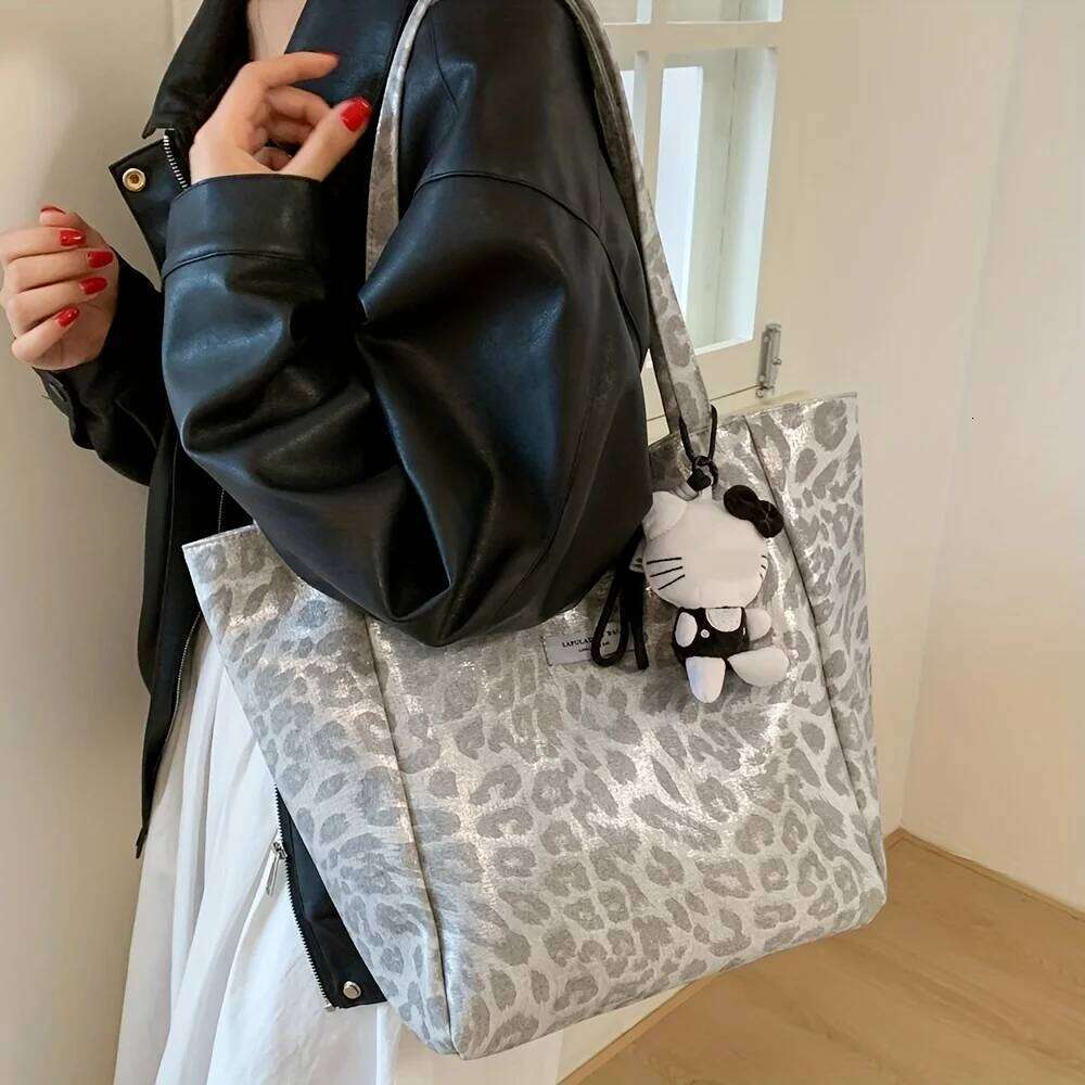 Large Capacity Women's New Arrival Commuter Tote Autumn/Winter Retro Niche Leopard Print Single Shoulder Bag C260204