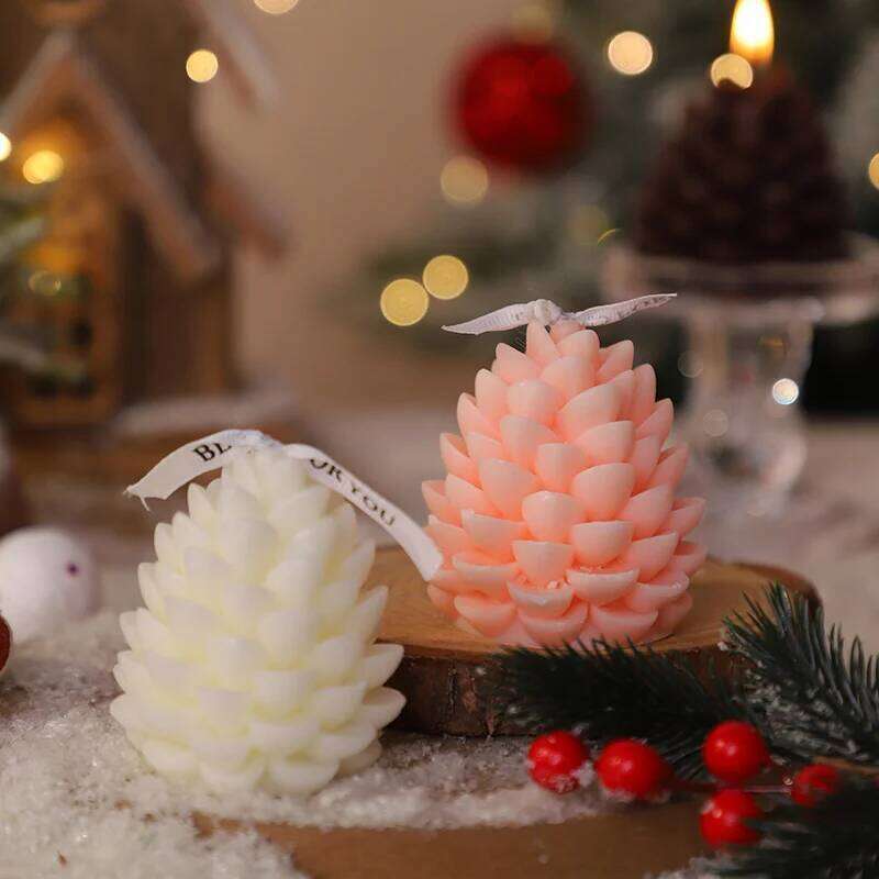 1Pc Christmas Pinecone Scented Candle, Paste Aromatherapy Candles For Home Decor & Gift in Pink White Brown, Air Freshener S260204