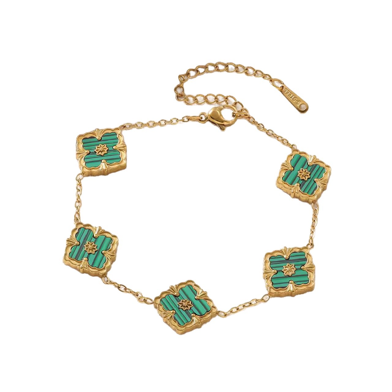 Cross-Border Hot-Selling Italian Brushed Buche Mother-of-Pearl Four-Leaf Clover Bracelet Vintage Court Style Light Luxury Versatile Hand Jewelry - view 6