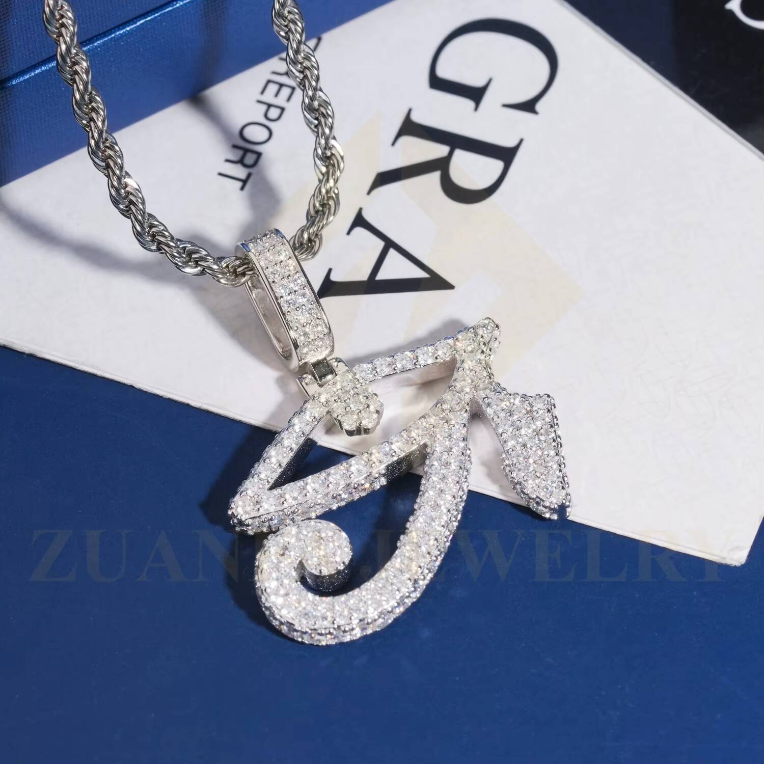 RTS Eyes Pendant Moissanite 925 Silver White Gold Plated Iced Out Pendant Ready To Ship Fine Jewelry