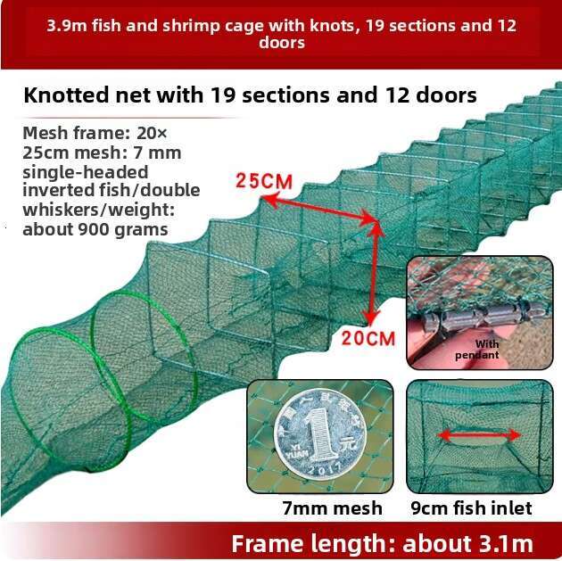 Bold Frame Reinforced Shrimp Trap, Escape-Proof Thickened Fishing Net, Universal Fishing Cage for Lobsters, Eels & Crabs, High-Efficiency Fishing Gear