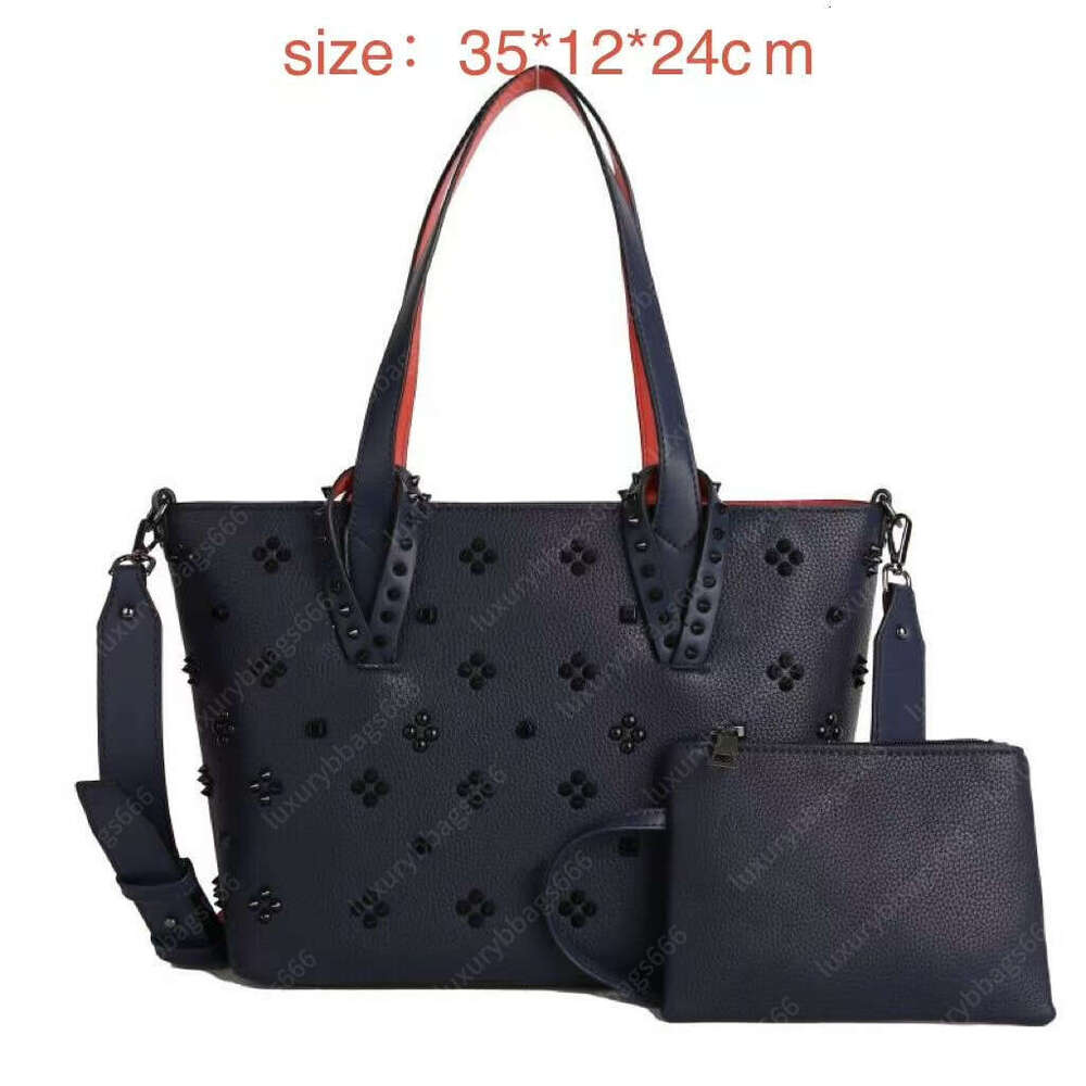 designer women's red rivet leather bottom tote shoulder crossbody handbag shopping bag Classic leather High-quality fashion adjustable shoulder strap bag 1a