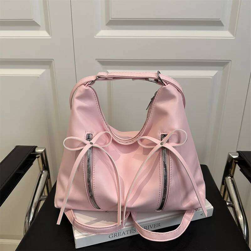 All-match Silver Bowknot Shoulder Large Capacity Korean New Style Tote Fashion Elegant Bow Crossbody Bag Daily C260204