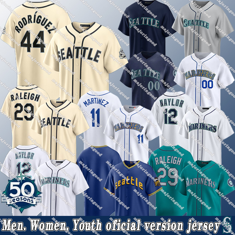 50th Mariners Jerseys #44 Julio Rodriguez J.P. Crawford #17 Mitch Haniger Cal Raleigh Luke Raley Randy Arozarena George Kirby Logan Gilbert Custom City Baseball Jerseys