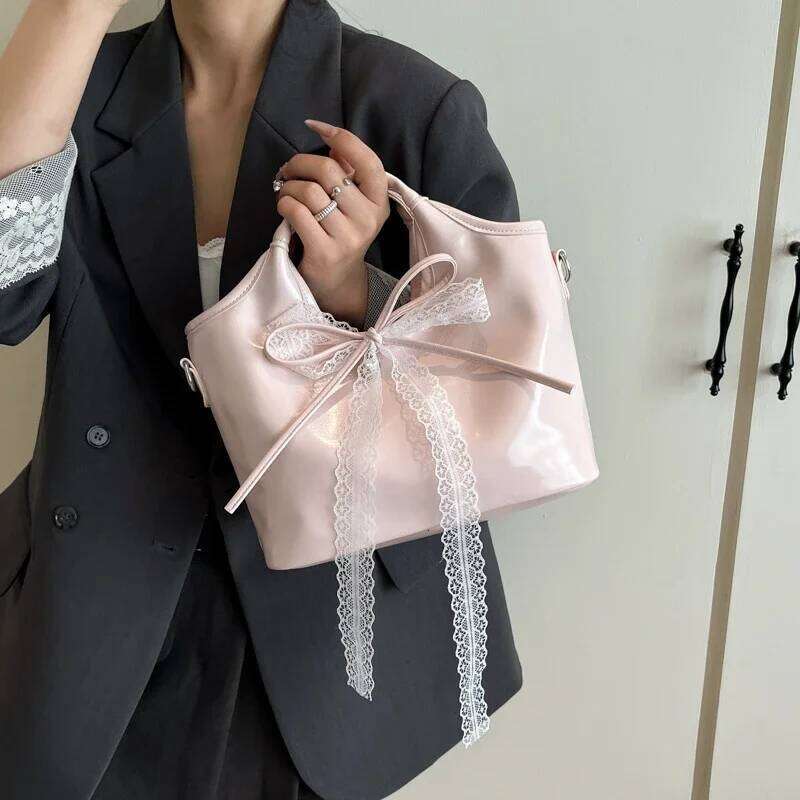 PU Lace Bow Large Capacity Shoulder Solid Color Sweet Female on Sale 2025 Brand Sewing Casual Thread Crossbody Bags C260204