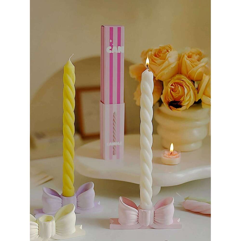 25cm Double Spiral Long Stick Scented Candles, Smokeless Handmade, Valentine's Day Wedding Proposal Anniversary Party Decor S260204