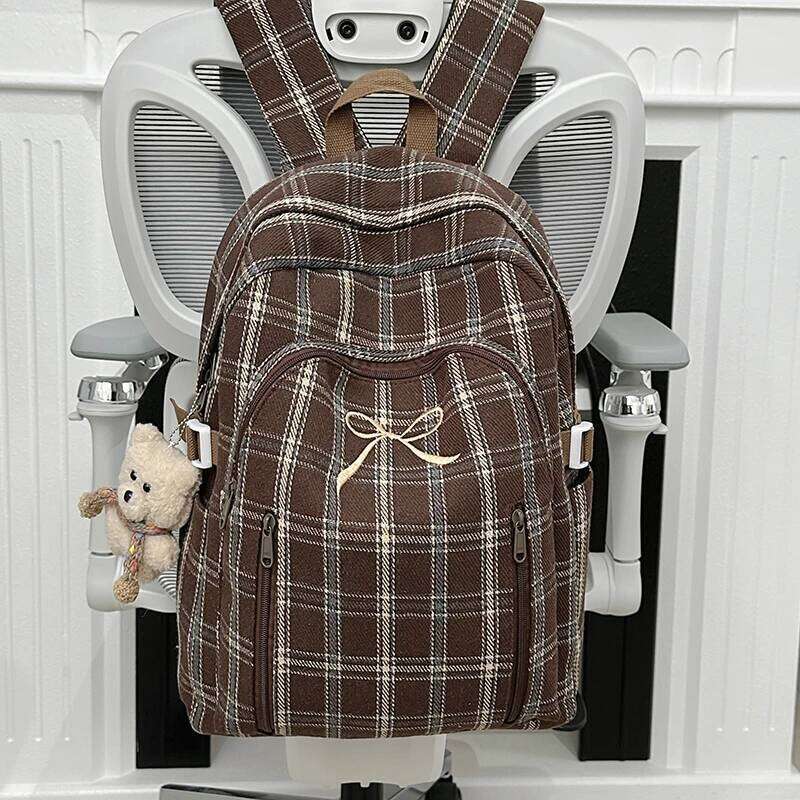 Oxford Embroidery Bow Plaid Fashion 2026 Quality Simple Bags High Capacity Commuting Durable Versatile Backpacks Z260202