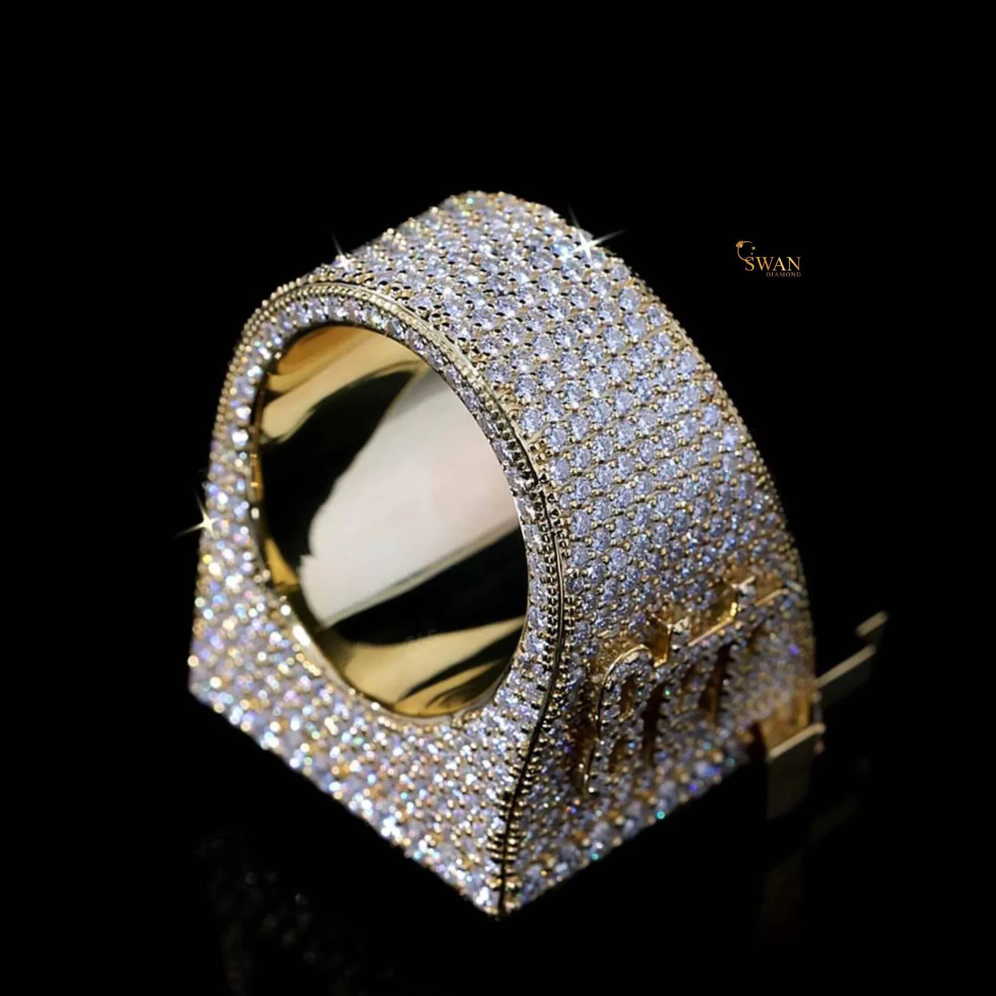 Luxury 925 Silver Moissanite Diamond House Ring Iced Out Gold Plated Hip Hop Jewelry Rapper Bling Custom Ring for Men
