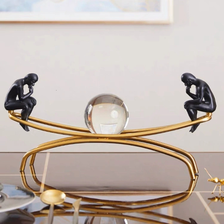 European Thinker Decoration Sample Room Living Room Wine Cabinet Office Comfortable Metal Crystal Ball Home Soft Decoration