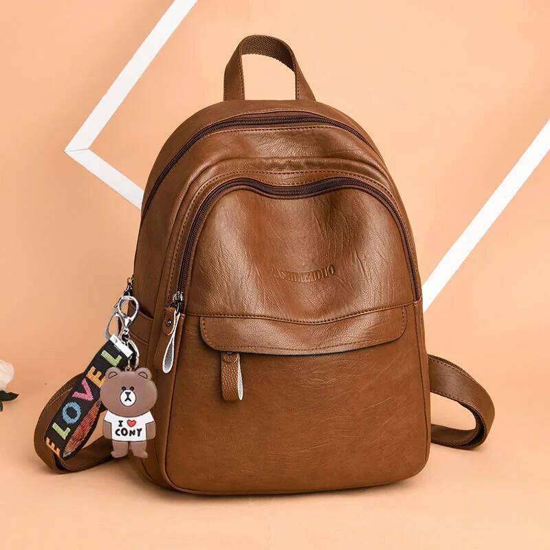 2025 Women'S Korean Edition Book Large Capacity Soft Leather Backpack Z260204