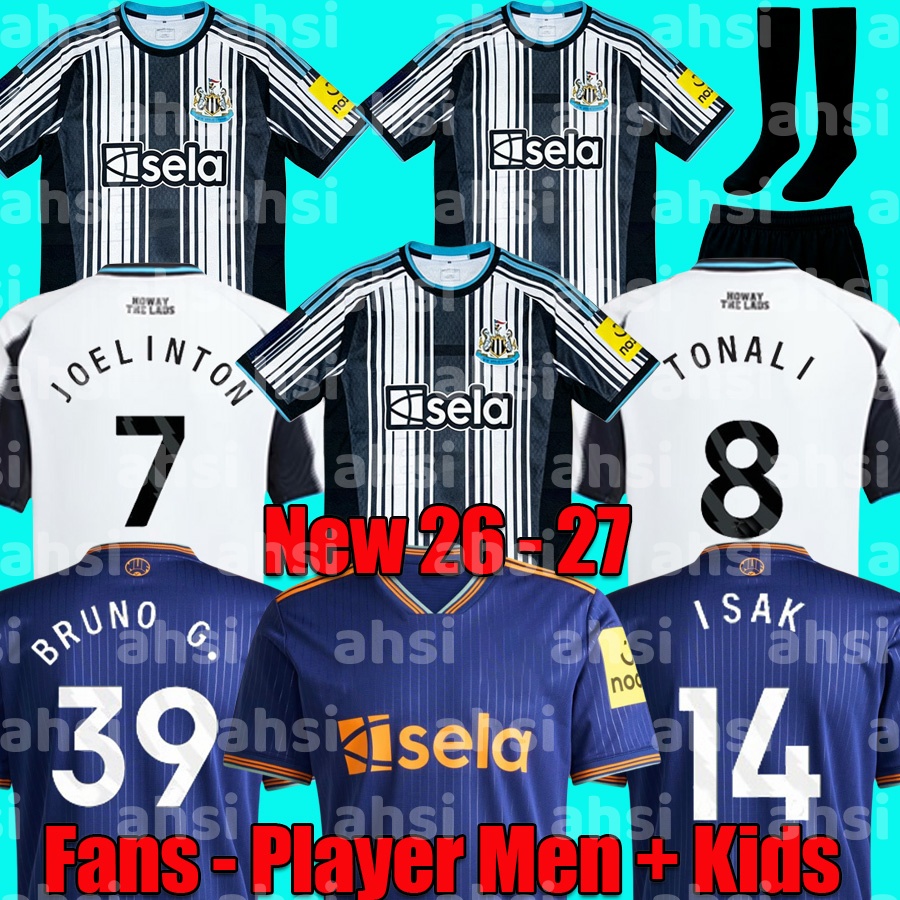 Newcastle 26 27 ISAK soccer jerseys Elanga CARABAO BARNES BRUNO G. Gordon MURPHY TONALI Football Shirt Home away fans Player PRE MATCH Uniteds men kids kit set