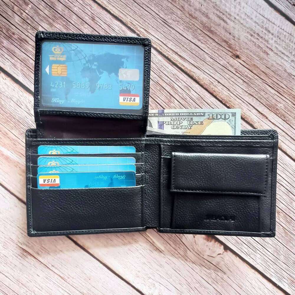 Fashion Genuine Leather Wallets Business Men Bifold Wallet Purse with Coin Pocket H260204
