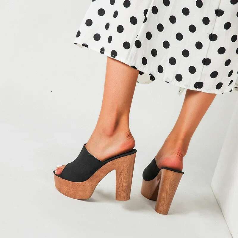Sandals Super High Heels Women Chunky Wooden Slippers Wedges Platform Femme Open Toe Shoes Summer Beach Slides Slip On Sandalias