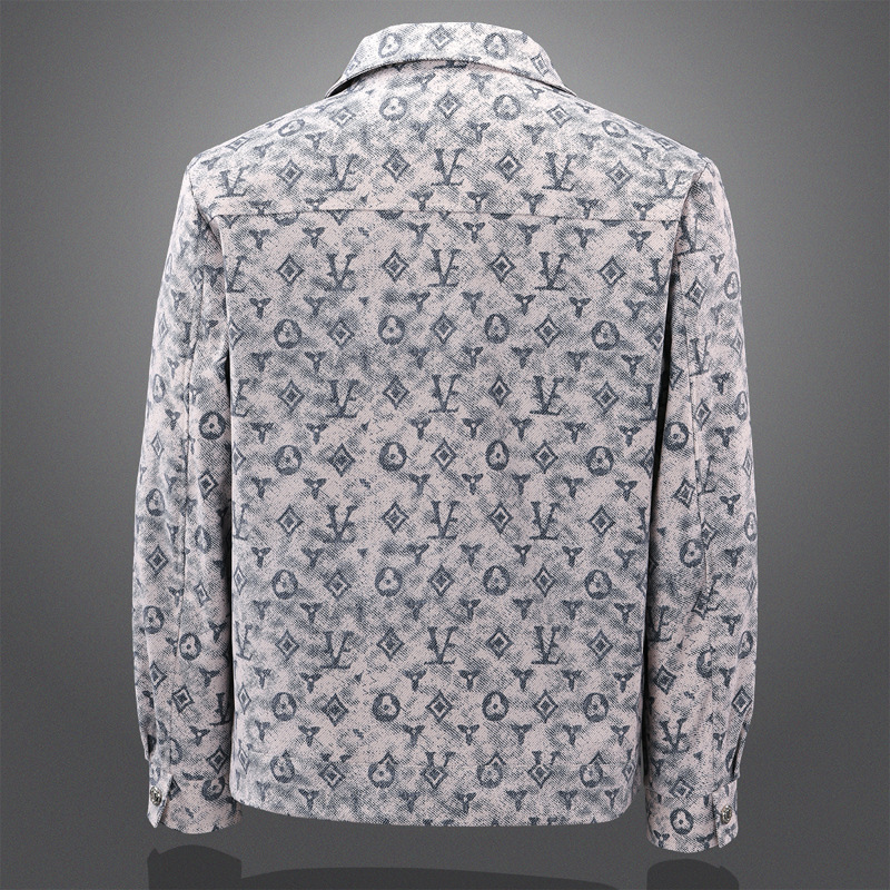 Free Shipping 2026 Spring Autumn New Print Design Turn Down Collar Jacket Men Fashion Loose Light Luxury Feel Casual Versatile Outwear Size M-4XL