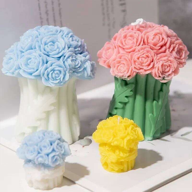 Korean Bud Scented Hand Aromatherapy Tulip Flower Bouquet Candles Handmade Wedding Companion Gift S260204