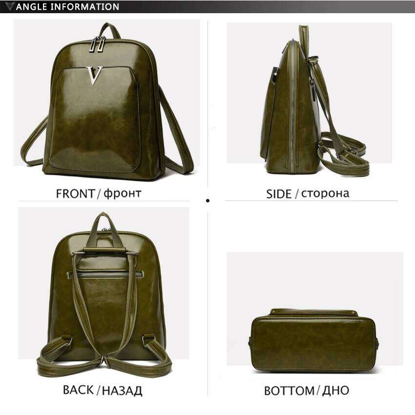 Women Travel Large Capacity Classic Backpack Oil Wax Leather PU Shoulder Bag Mochilas De Gran Capacidad Z260204