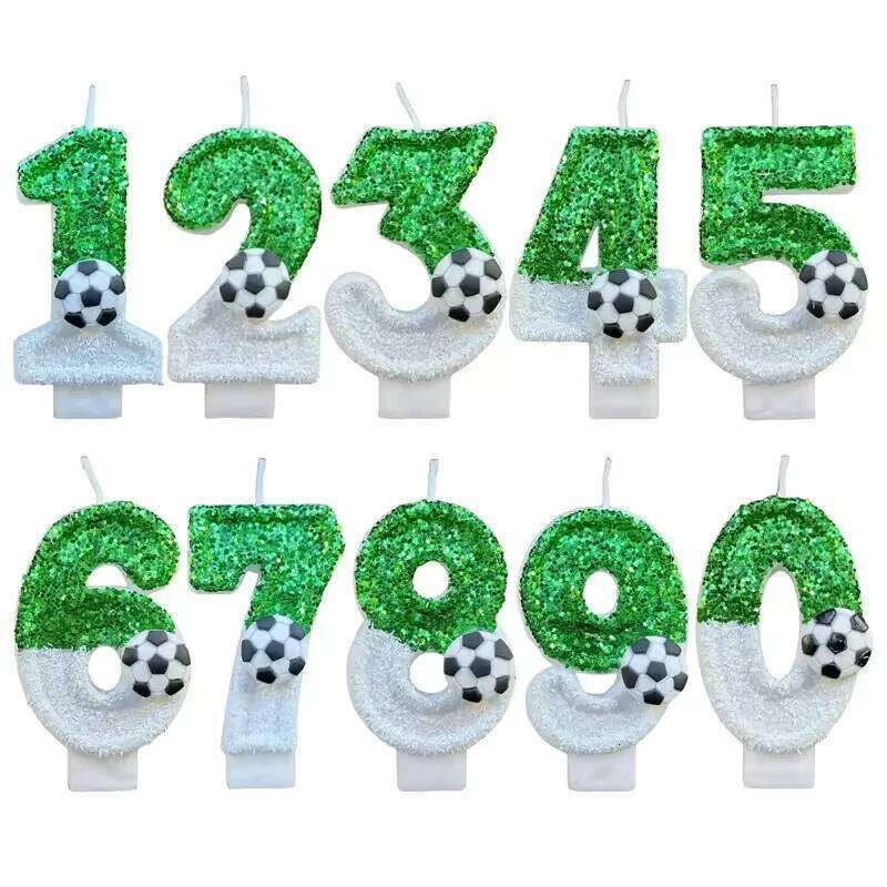 New 0-9 Number Birthday Candles original two color gradual change Football style birthday cake digital party candle decoration S260204