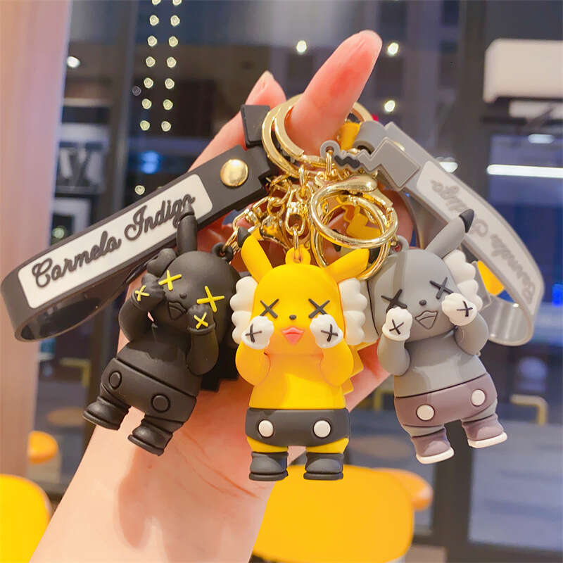 Cute Cartoon Sesame Street Pikachu Silicone Keychain Backpack Car Creative Key Pendant Doll Gift Wholesale L260203