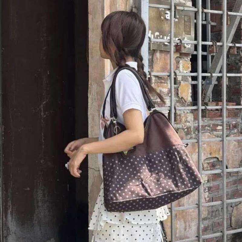 Korean Retro Leopard Print Tote Women Patchwork Large Capacity Shoulder Bag Ladies Hot Girl Y2K Harajuku Sweet Underarm Bags C260204