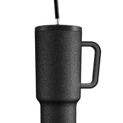Stainless steel straw cup - 40oz large capacity insulated cup - cold-keeping handle - car cup - vehicle ice dispenser cup X250321