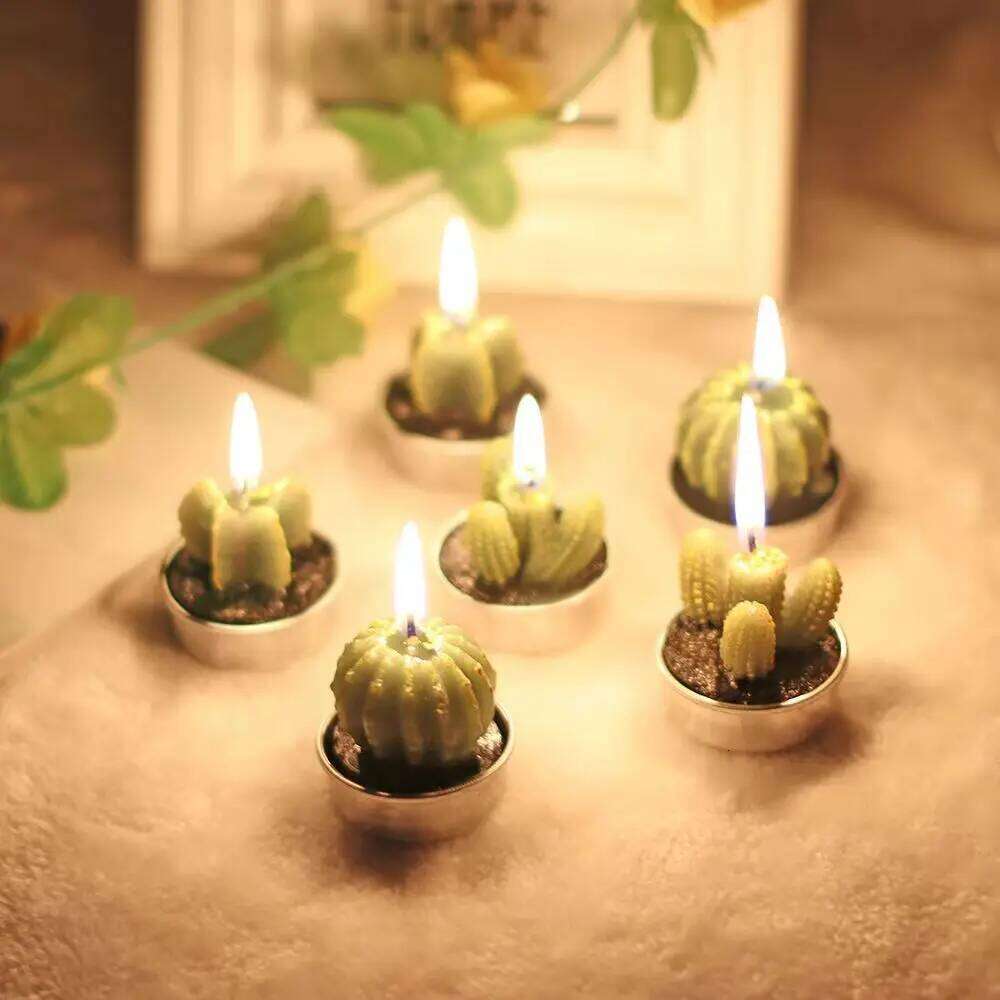 Creative Handmade Aromatherapy Succulent Plants Rose Candles Cactus Home Decoration Ornaments Birthday Gift Lotus Candle S260204