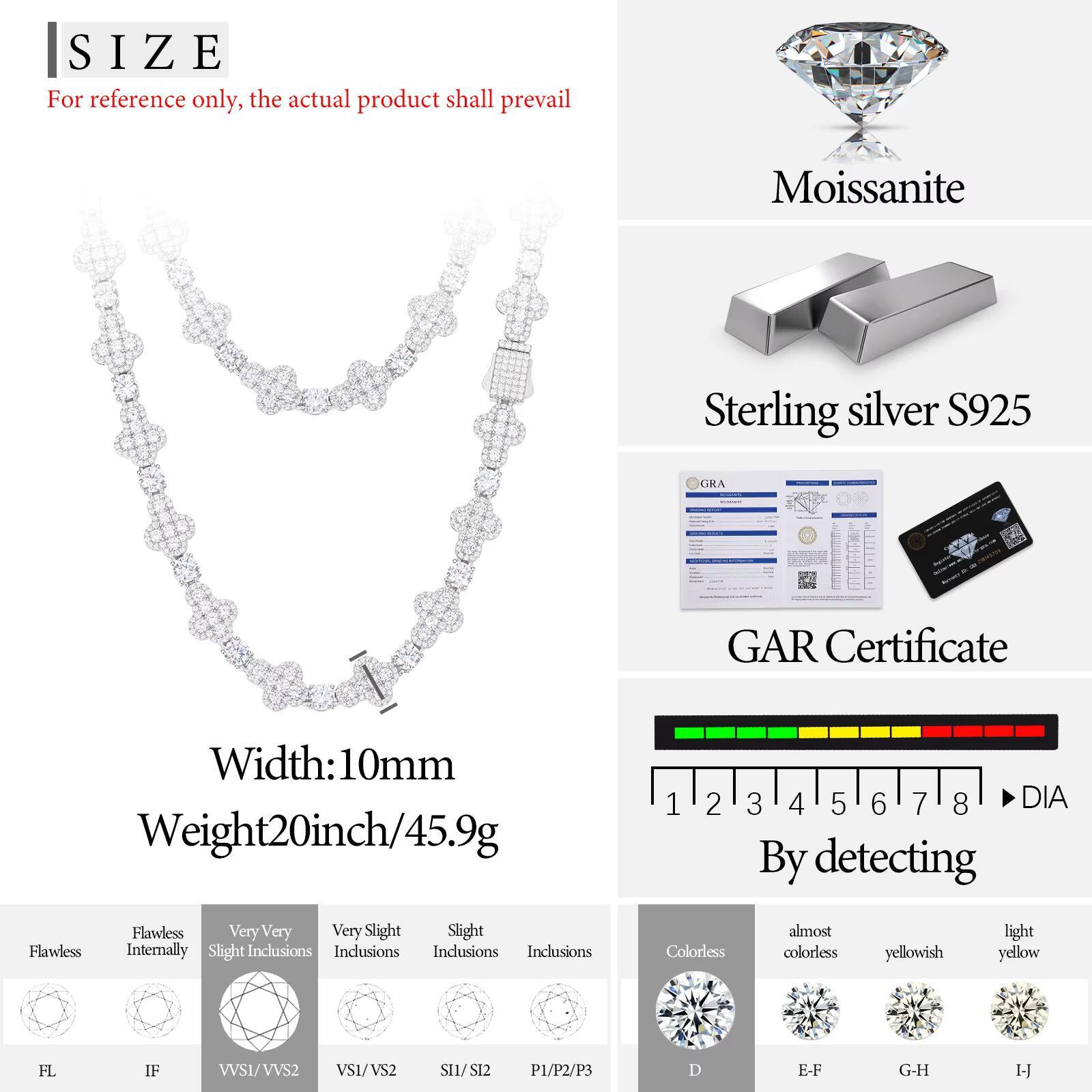 New Design Men Party Jewelry 925 Sterling Silver Tennis Necklace Custom Moissanite Diamond 10mm Cross Halo Cuban Link Chain