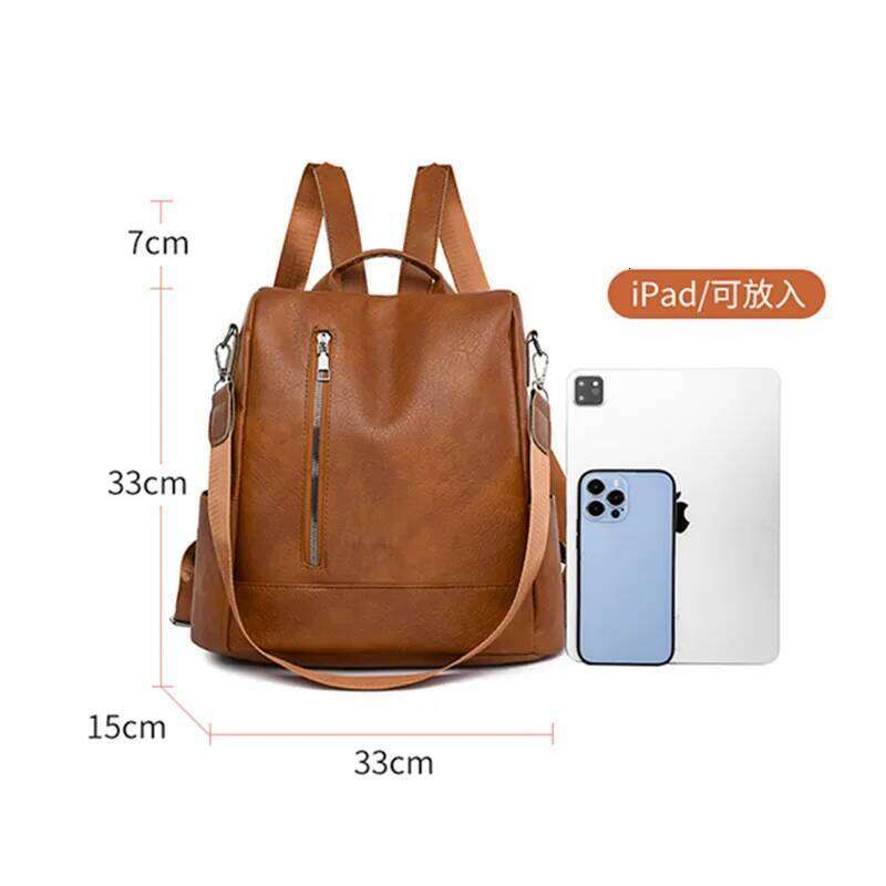 simple leather for women casual travel Anti-theft work woman ipad backpack ladies shoulder bags Z260204