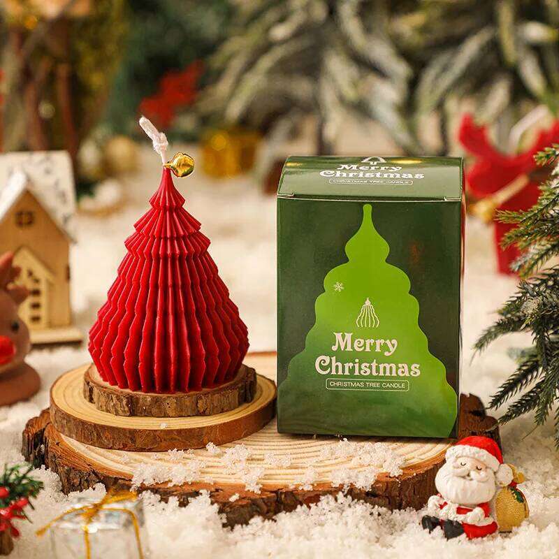 Red Green White Handcrafted Scented Candles, Party Christmas Tree Festival Souvenir, Table Light Fragrance Decoration S260204