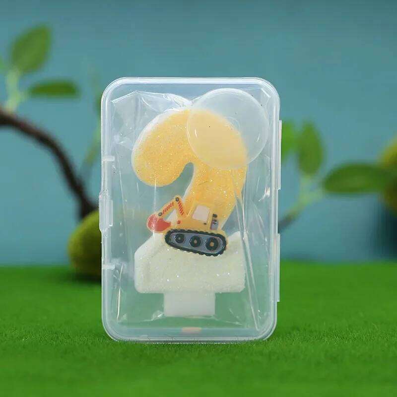 2025 Cross - border Creative Engineering Vehicle Excavator Digital Cake Decoration Handmade Birthday Candle S260204