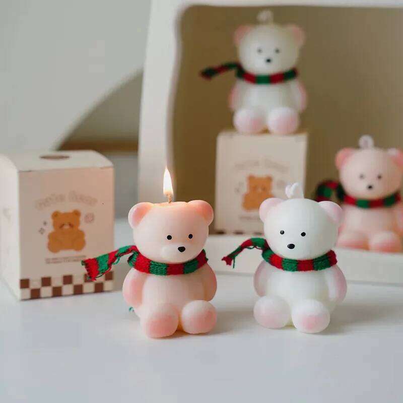 1pc Scarf Scented Candle , Cute Bear Home Aromatherapy Ornaments, Birthday Valentine'S Day Gift Souvenir Fot Women Girl S260204
