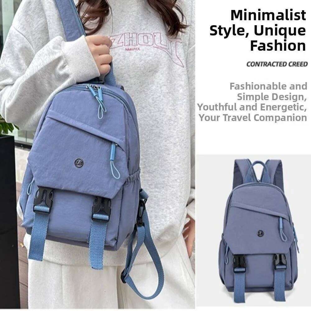 Portable Anti Theft Women Nylon Backpack Japanese Style Large Capacity Shoulder Bag Solid Color Student Schoolbag Travel Z260204
