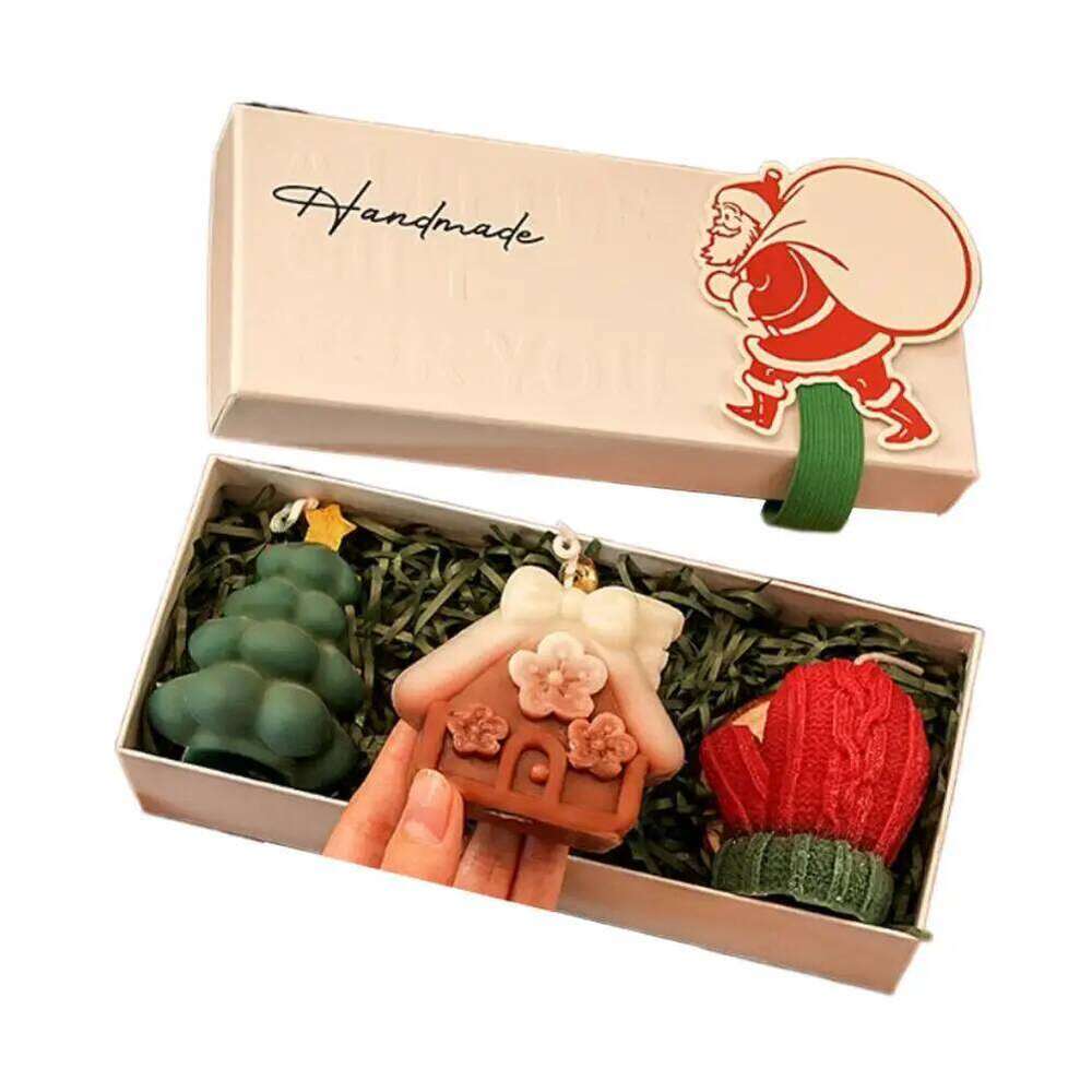 Christmas Scented Candle Deer Tree Shape Handmade Creative Aromatherapy Gift Box For Holiday Party Decoration Present S260204